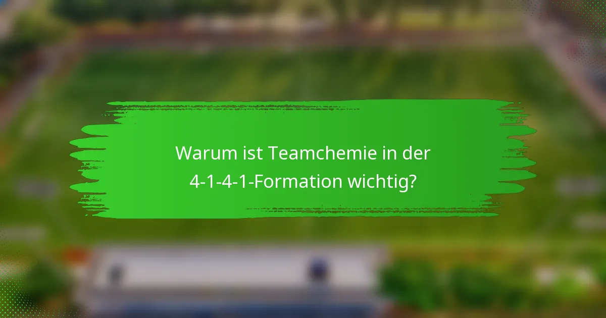 Warum ist Teamchemie in der 4-1-4-1-Formation wichtig?