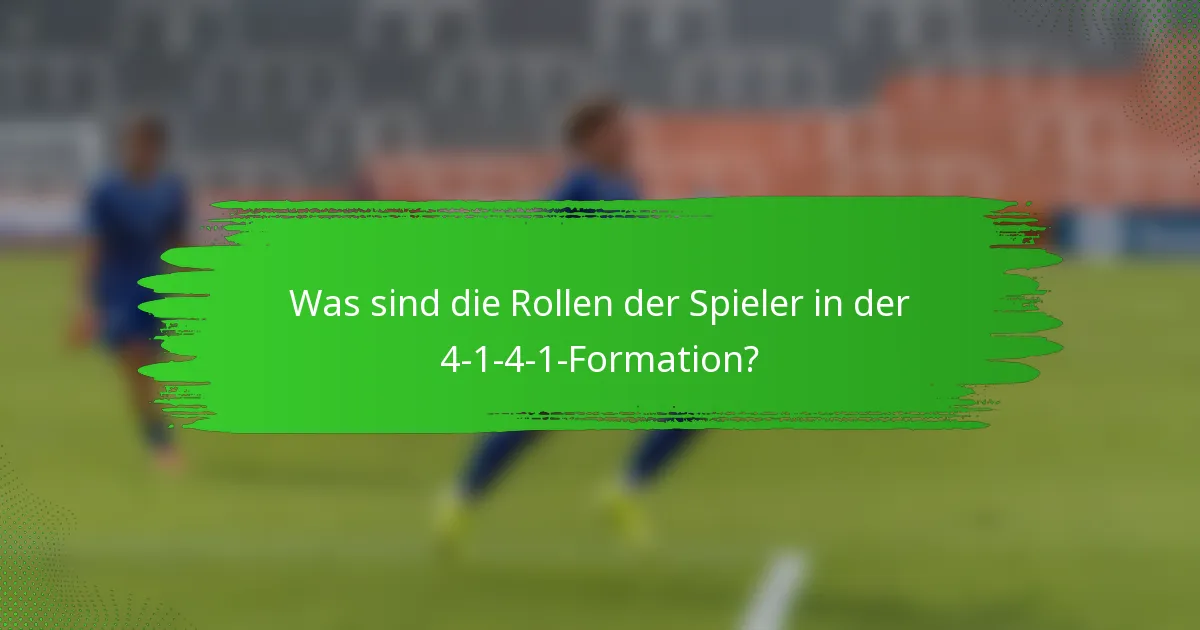 Was sind die Rollen der Spieler in der 4-1-4-1-Formation?